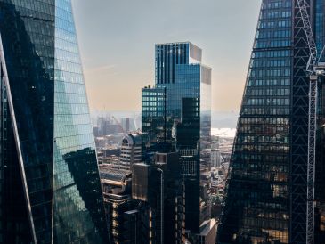 London skyline and commercial buildings