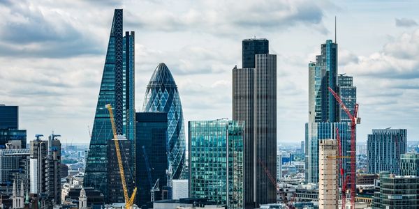 London skyline and commercial buildings