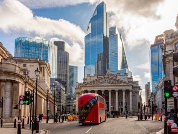 London skyline and commercial buildings