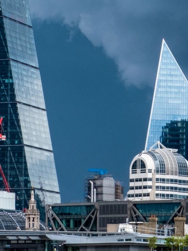London skyline and commercial buildings
